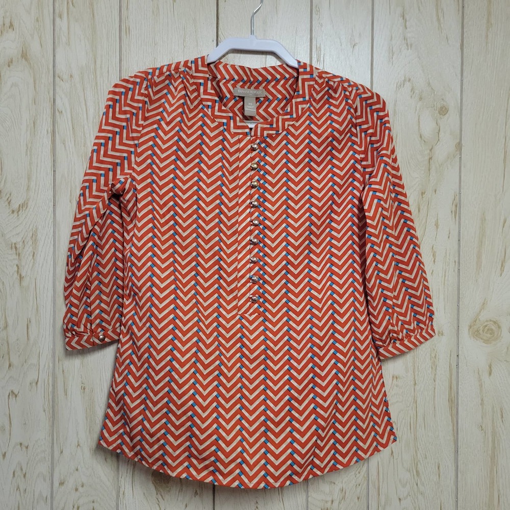 ❤️BANANA REPUBLIC Orange Chevron Blouse XS